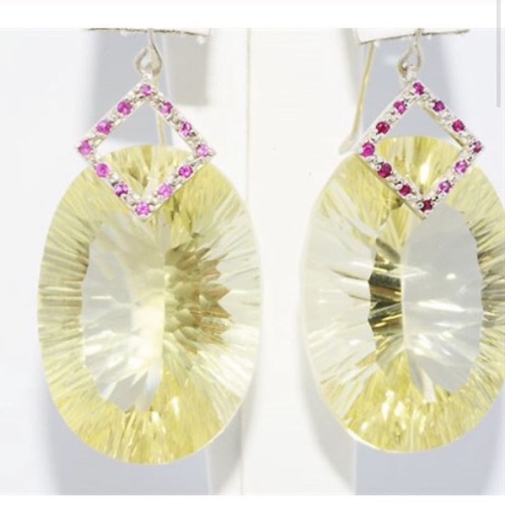 Lemon Quartz Large Earrings NEW IN BOX